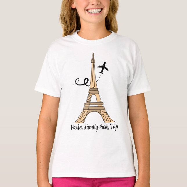 Anpassade Paris Resa Chic Eiffel Torn Kids T Shirt (Framsida)