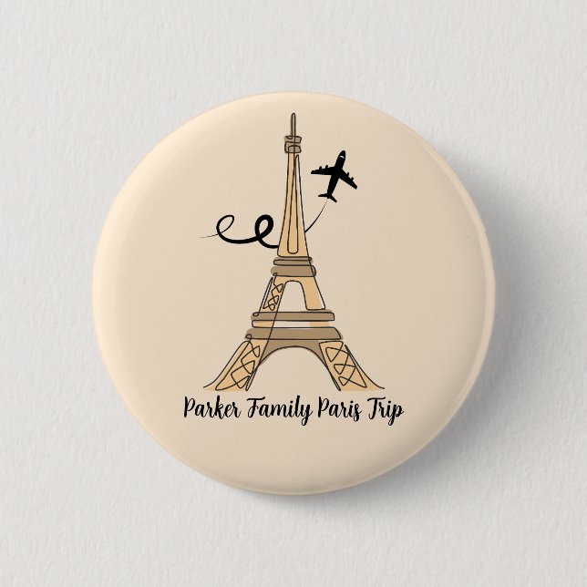 Anpassade Paris Resa Chic Eiffel Torn Knapp (Framsida)
