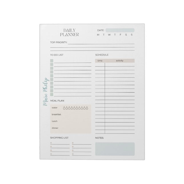 Anpassade Pastel Daily Planner Anteckningsblock (Roterad)
