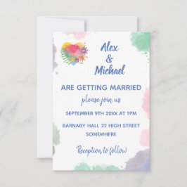 Anpassade Pastel Watercolor Kärlek Blommigt Bröllo Inbjudningar