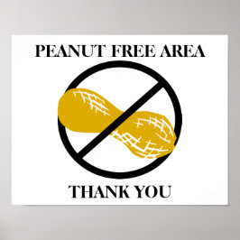 Anpassade Peanut Free Area for School or Office Poster