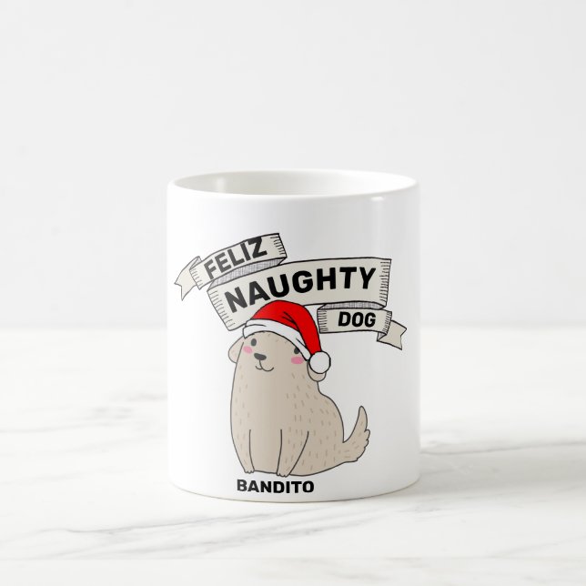Anpassade Personlig Feliz Naughty Hund Funny Kaffemugg (Center)