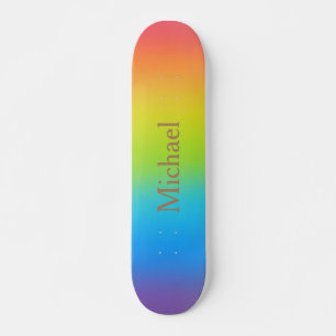 Anpassade Personlig Namn Regnbågdesign Mini Skateboard Bräda 18,5 Cm