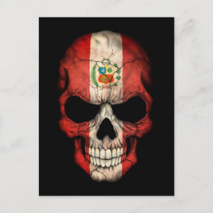 Anpassade Peruvian Flagga Skull Vykort