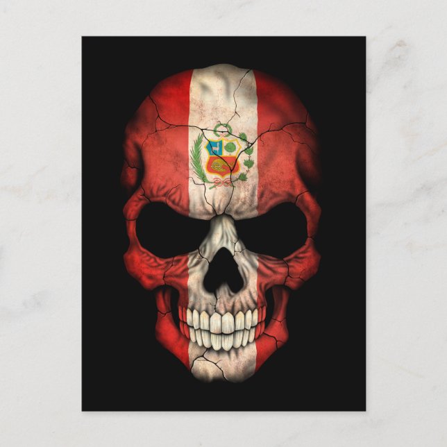 Anpassade Peruvian Flagga Skull Vykort (Framsida)