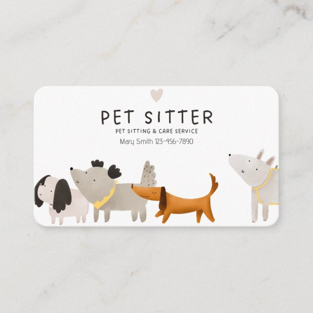 Anpassade Pet Caregiver Visitkort (Framsida)