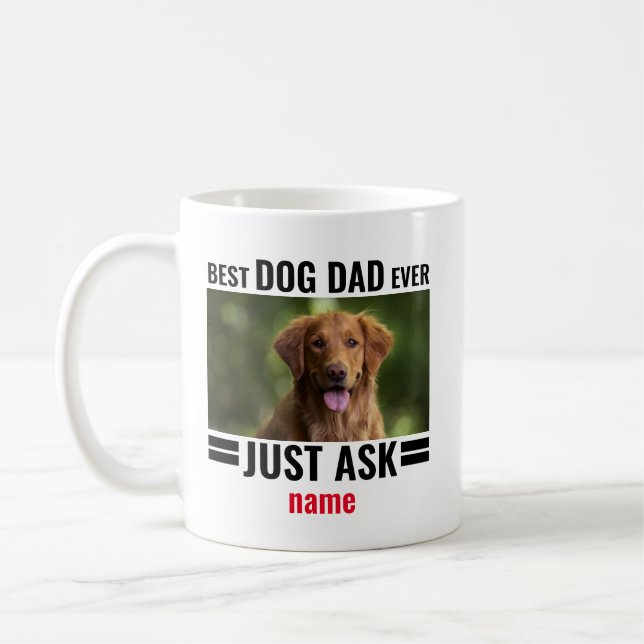 Anpassade Pet Photo Best Hund Pappa Alltid underba Kaffemugg (Vänster)