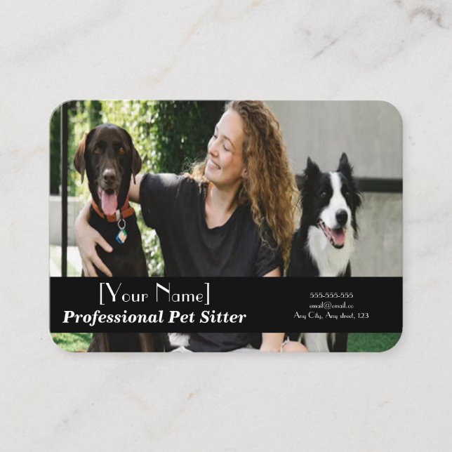 Anpassade Pet Sitter Photo, Contact, Services Visitkort (Framsida)