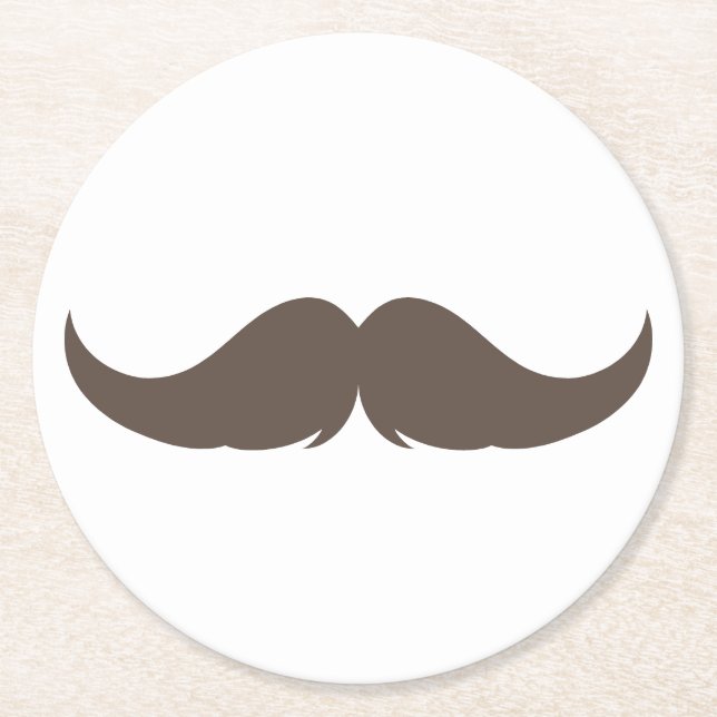 Anpassade Petite Handlebar Mustache Underlägg Papper Rund (Framsidan)