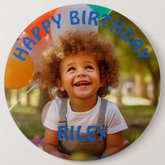 Anpassade Photo and Namn Birthday Button Knapp