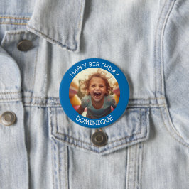 Anpassade Photo and Namn Birthday Button Knapp