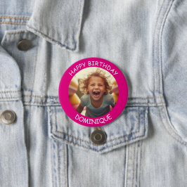 Anpassade Photo and Namn Birthday Button Knapp