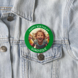 Anpassade Photo and Namn Birthday Button Knapp