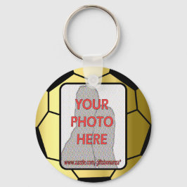 Anpassade Photo Golden Soccer Ball Nyckelring