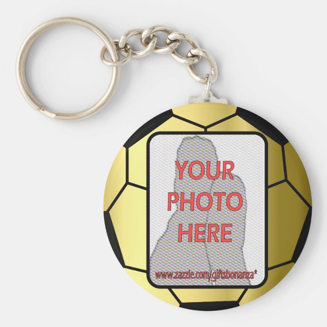 Anpassade Photo Golden Soccer Ball Nyckelring (Framsidan)