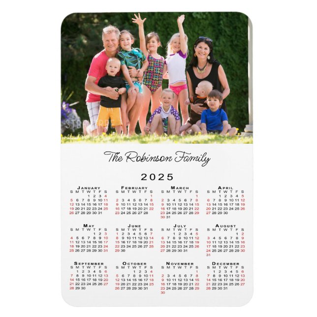 Anpassade Photo Namn 2025-kalender Magnet (Vertikal)