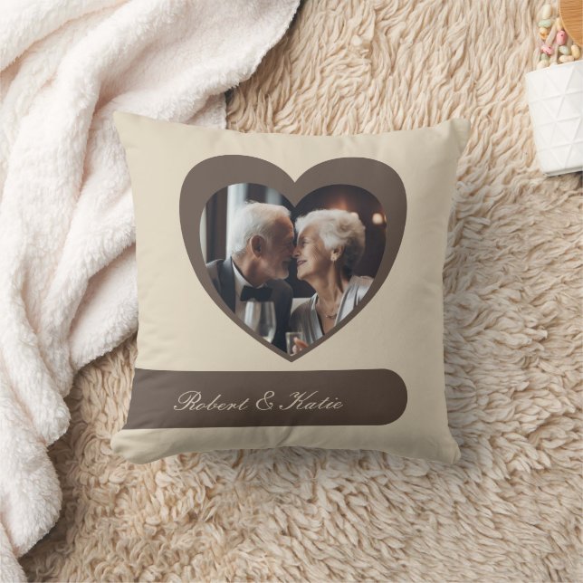 Anpassade Photo & Namn Heart Rand Pillow Kudde (Filt)
