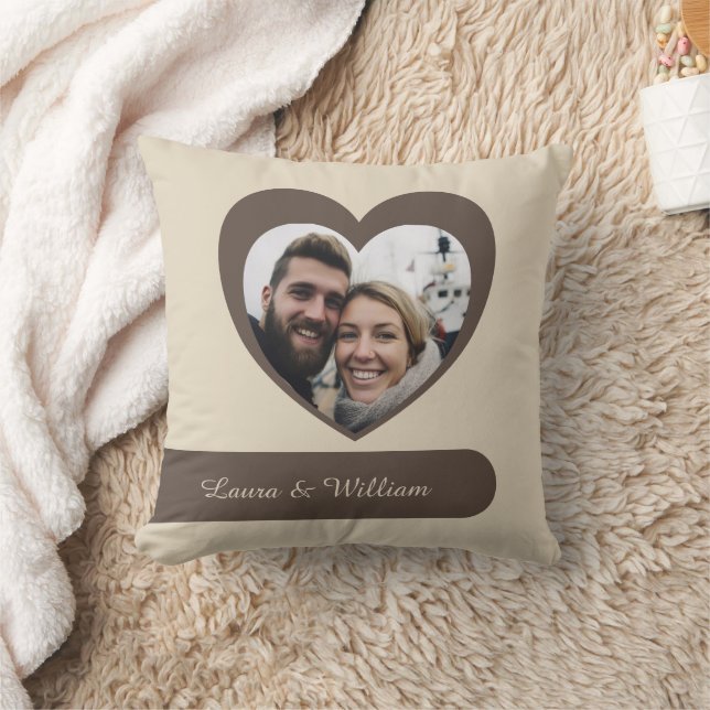 Anpassade Photo & Namn Heart Rand Pillow Kudde (Filt)