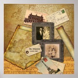 Anpassade Photo Ram Vintage Karta Papper Collage Poster