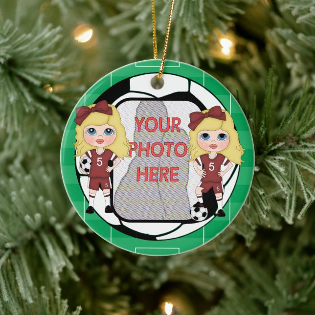 Anpassade Photo Soccer Girl Award ornament (Träd)