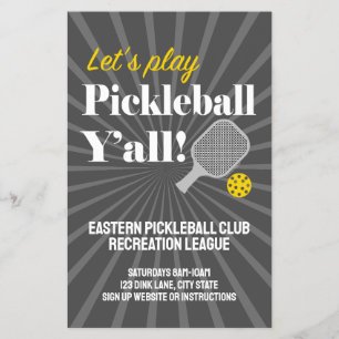 Anpassade Pickleball Flyers Team Klubb Event Grupp