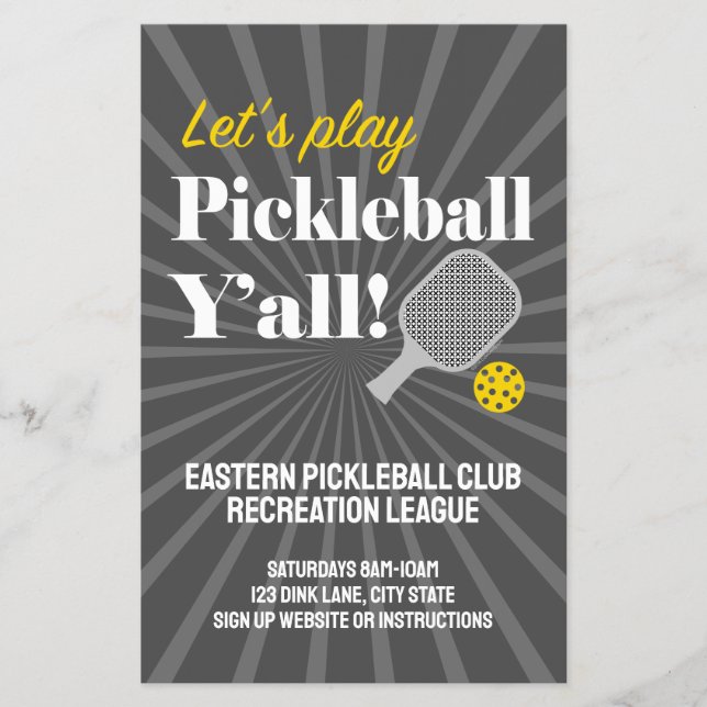 Anpassade Pickleball Flyers Team Klubb Event Grupp (Framsidan)