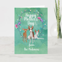 Anpassade Podenco Hund Mamma Mors dag Blommigt Kort