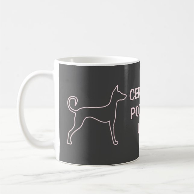 Anpassade Podenco Hund Rosa Silhouette Kaffemugg (Vänster)