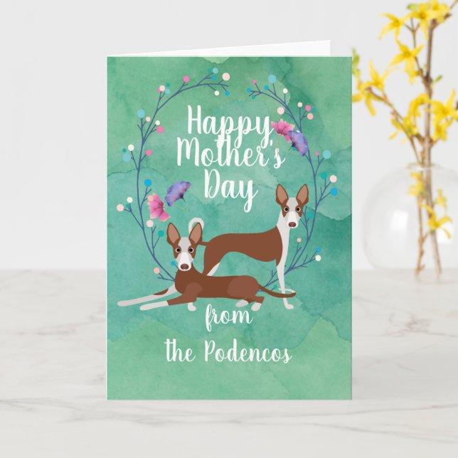 Anpassade Podenco Hundar Mamma Mors dag Blommigt Kort (Gul blomma)