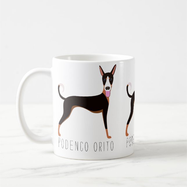 Anpassade Podenco Orito Tecknad hund Kaffemugg (Vänster)