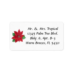 Anpassade Poinsettia Adressetiketter - Vita