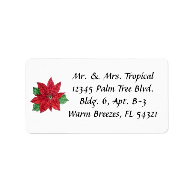Anpassade Poinsettia Adressetiketter - Vita (Framsidan)
