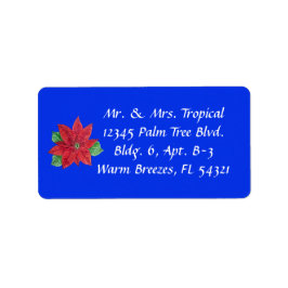 Anpassade Poinsettia Adressetiketters - Blue Adressetikett