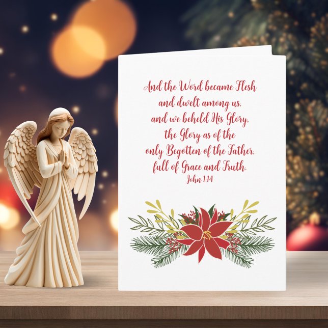 ANPASSADE Poinsettia Red Grönt och Guld Garland Helgkort (Poinsettia Red Green and Gold Garland Holiday Card)