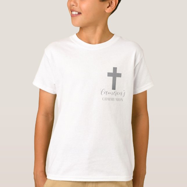 Anpassade pojkar kors kommunion t-shirt  (Framsida)