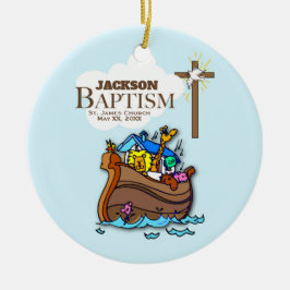 Anpassade, Pojke Baptism Noahs Ark Julgransprydnad Keramik