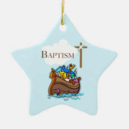 Anpassade, Pojke Baptism Noahs Ark Julgransprydnad Keramik