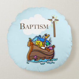 Anpassade, Pojke Baptism Noahs Ark Rund Kudde