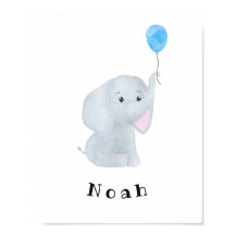 Anpassade Pojke Elephant Nursery Wall Art