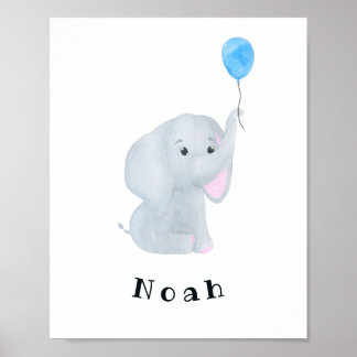 Anpassade Pojke Elephant Nursery Wall Art Poster