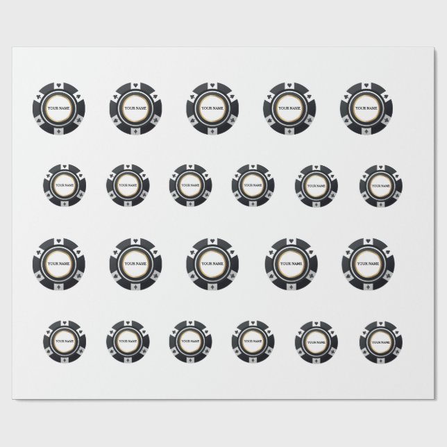 Anpassade poker chip svartvit mönster presentpapper (Platt)