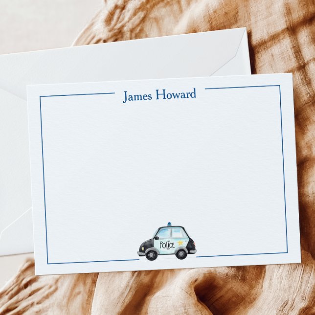 Anpassade Polisbil Pappersvar, Pojkar Blå & Vit Tack Kort (Skapare uppladdad)