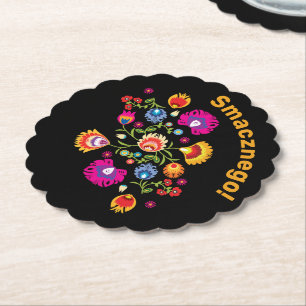Anpassade Polsk folklore med rosa blommor Underlägg Papper