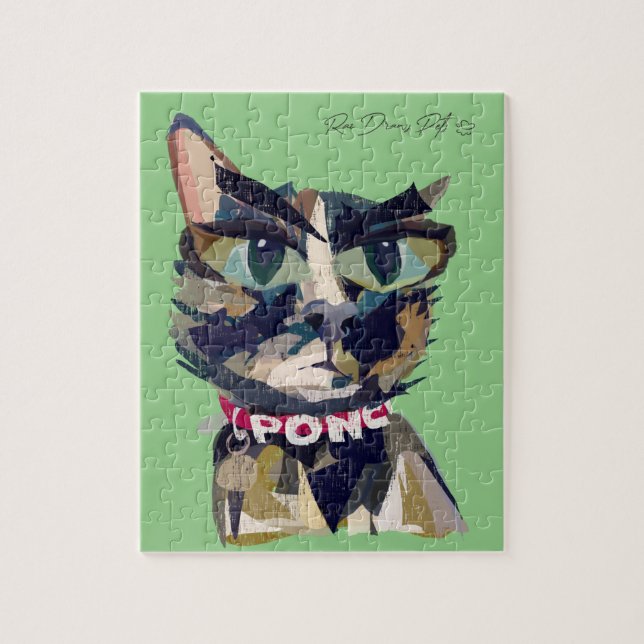 Anpassade "Poncho"-katt Pussel (Vertikal)