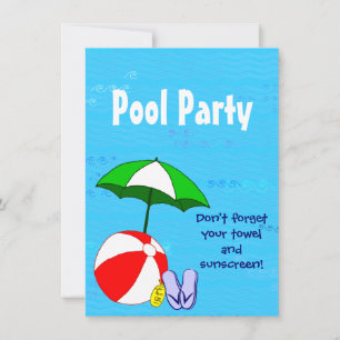 Anpassade poolparty-inbjudningar för simtema inbjudningar