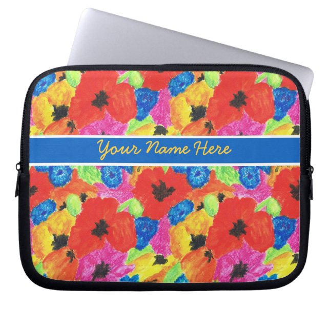 Anpassade Poppies och kornblommor Laptop sleeve (Framsidan)