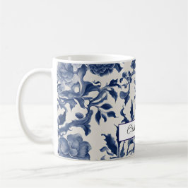 Anpassade Porcelain Elegance: Blue Blommigt Kaffemugg