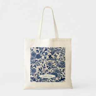 Anpassade Porcelain Elegance: Blue Blommigt Tygkasse