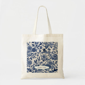 Anpassade Porcelain Elegance: Blue Blommigt Tygkasse