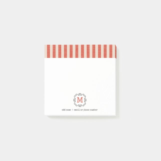 Anpassade Post-it®-lappar med monogram i retrostil Post-it Block (Framsida)